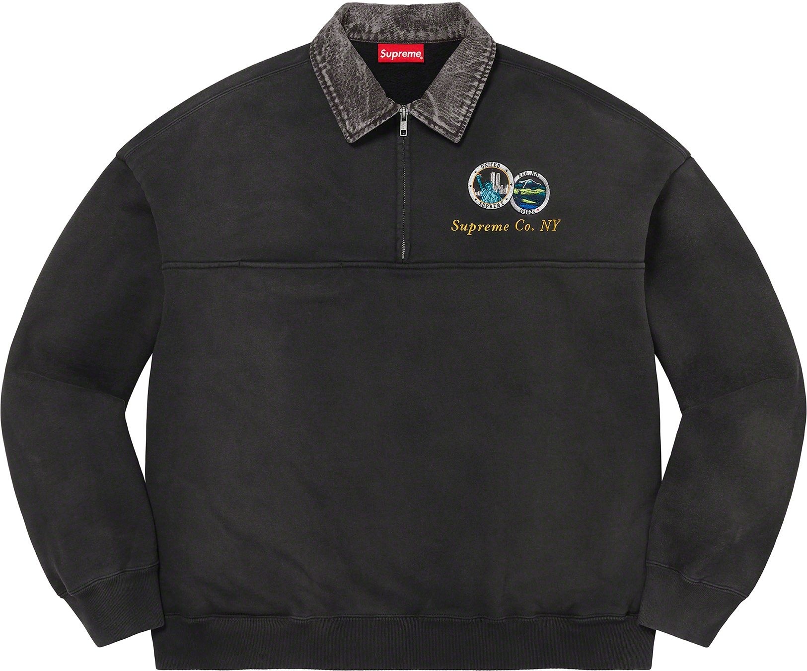 Denim Collar Half Zip Sweatshirt view 4